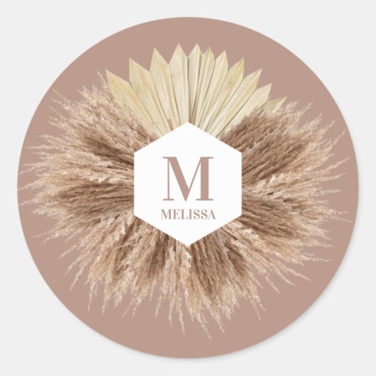 Monogramm für rustikale, warme neutrale Farben Runder Aufkleber (Vorderseite)