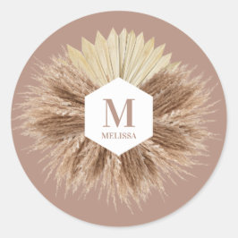 Monogramm für rustikale, warme neutrale Farben Runder Aufkleber