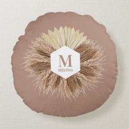 Monogramm für rustikale, warme neutrale Farben Rundes Kissen
