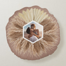 Monogramm für rustikale, warme neutrale Farben Rundes Kissen