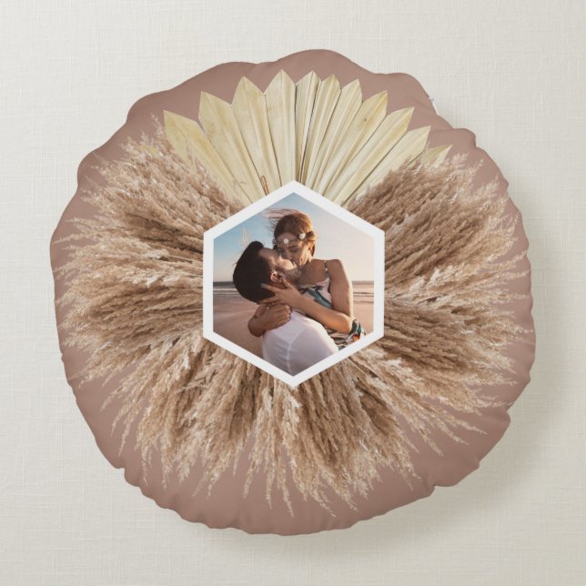 Monogramm für rustikale, warme neutrale Farben Rundes Kissen (Rückseite)