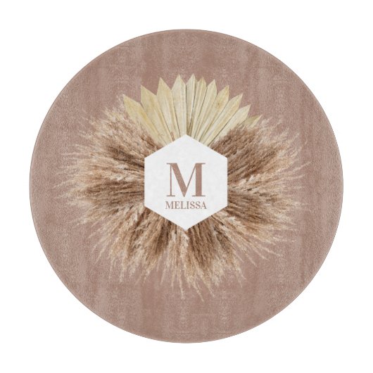 Monogramm für rustikale, warme neutrale Farben Schneidebrett (Vorderseite)