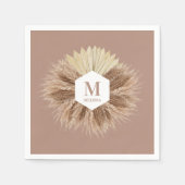 Monogramm für rustikale, warme neutrale Farben Serviette (Vorderseite)