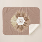 Monogramm für rustikale, warme neutrale Farben Sherpadecke (Vorderseite (Horizontal))