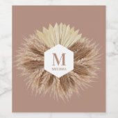 Monogramm für rustikale, warme neutrale Farben Weinetikett (Einzelnes Label)