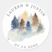 Monogramm für rustikale Wasserfarben Runder Aufkleber (Vorderseite)