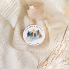 Monogramm für rustikale Wasserfarben Runder Aufkleber