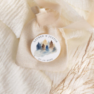 Monogramm für rustikale Wasserfarben Runder Aufkleber