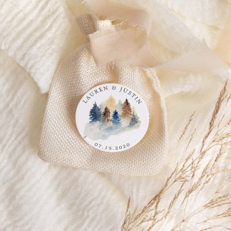 Monogramm für rustikale Wasserfarben Runder Aufkleber