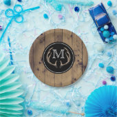Monogramm für rustikales Holz Pappteller (Party)