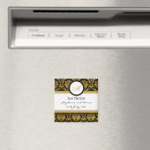 Monogramm für Schwarz-Gold-Damask Save the Date Magnet (In Situ (Geschirrspüler))