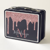 Monogramm für Schwarz-Rose-Gold-Drilling-Glitzer Metall Brotdose (Rückseite)