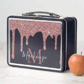 Monogramm für Schwarz-Rose-Gold-Drilling-Glitzer Metall Brotdose (Beispiel)