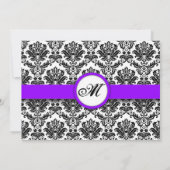 Monogramm für Schwarz und Lila Damaskus Save the D Date (Rückseite)