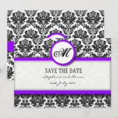 Monogramm für Schwarz und Lila Damaskus Save the D Date (Vorne/Hinten)