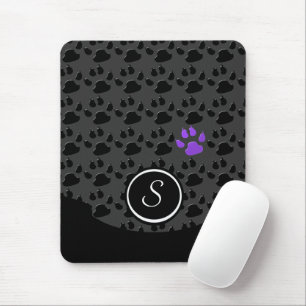 Monogramm für Schwarz und Lila Paarbild Mousepad