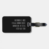 Monogramm für Schwarz und Weiß mit drei Buchstaben Gepäckanhänger (Rückseite horizontal)