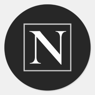 Monogramm für Schwarz und Weiß Runder Aufkleber