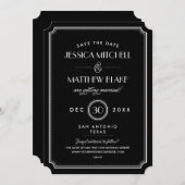Monogramm für Schwarz-Weiß-Art-Deco Save the Date (Vorne/Hinten)