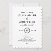 Monogramm für Schwarz-Weiß-Art-Deco Save the Date (Vorderseite)
