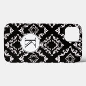 Monogramm für Schwarz-Weiß-Damask Case-Mate iPhone Hülle (Rückseite (Horizontal))