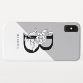 Monogramm für Schwarz-Weiß-Flora Case-Mate iPhone Hülle (Rückseite (Horizontal))