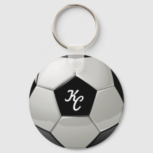 Monogramm für Schwarz-Weiß-Fußball Schlüsselanhänger