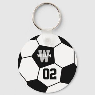 Monogramm für Schwarz-Weiß-Fußball-Sport Schlüsselanhänger
