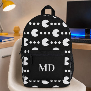 Monogramm für Schwarz-Weiß-Gamer-Muster Bedruckter Rucksack