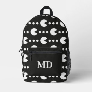 Monogramm für Schwarz-Weiß-Gamer-Muster Bedruckter Rucksack