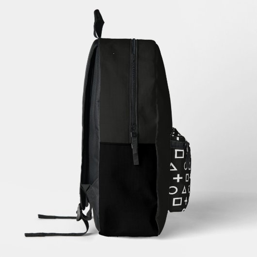 Monogramm für Schwarz-Weiß-Gamer-Muster Bedruckter Rucksack (Links)
