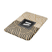 Monogramm für Schwarz-Weiß-Goldene Meereswellen Badematte (Schrägansicht)