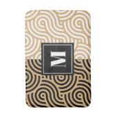 Monogramm für Schwarz-Weiß-Goldene Meereswellen Badematte (Vorderseite Vertikal)