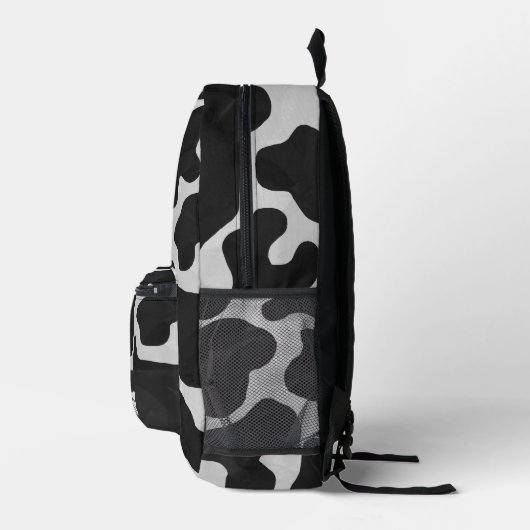 Monogramm für Schwarz-Weiß-Kuh-Muster Bedruckter Rucksack (Rechts)