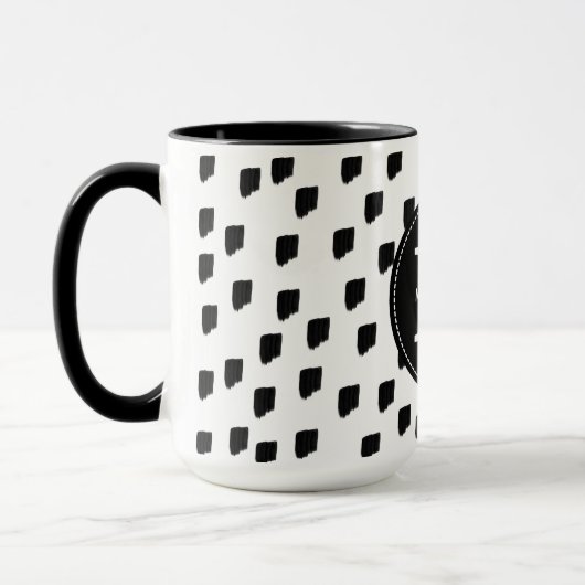 Monogramm für Schwarz-Weiß-Pinselstrich Tasse (Links)