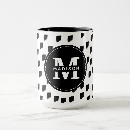 Monogramm für Schwarz-Weiß-Pinselstrich Tasse (Zentrum)