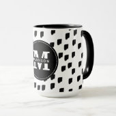 Monogramm für Schwarz-Weiß-Pinselstrich Tasse (VorderseiteRechts)