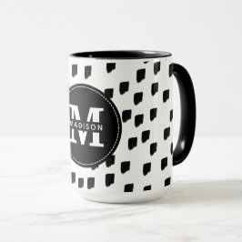Monogramm für Schwarz-Weiß-Pinselstrich Tasse