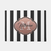 Monogramm für Schwarz-Weiß-Streifen Fußmatte (Vorderseite)