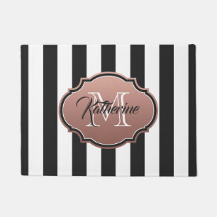 Monogramm für Schwarz-Weiß-Streifen Fußmatte