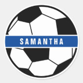 Monogramm für Schwarz-weiß- und Blue-Soccer-Sporta Runder Aufkleber (Vorderseite)