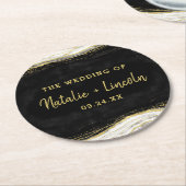 Monogramm für Schwarz-weiß- und Goldgeode Runder Pappuntersetzer (Angewinkelt)