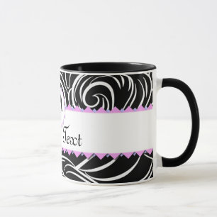 Monogramm für Schwarz-Weiß-Wellenmuster Personalis Tasse