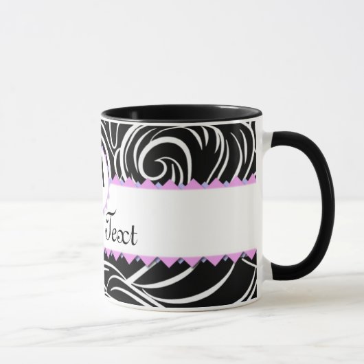 Monogramm für Schwarz-Weiß-Wellenmuster Personalis Tasse (Rechts)