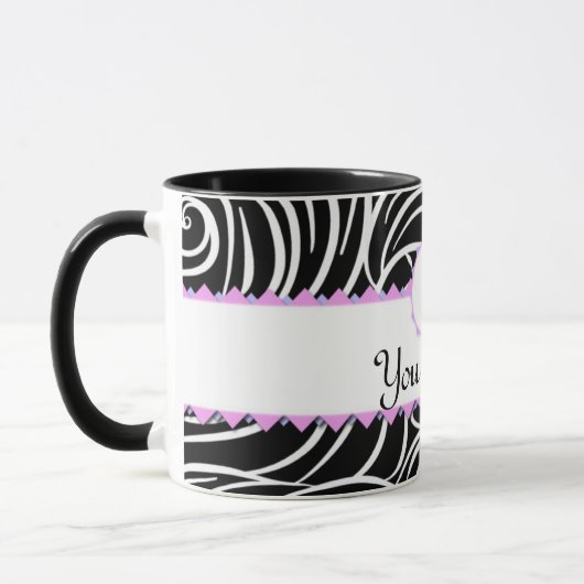 Monogramm für Schwarz-Weiß-Wellenmuster Personalis Tasse (Links)