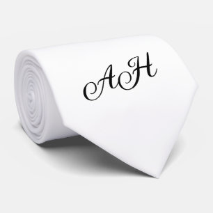 Monogramm für Schwarz-weiße Initial-Trauzeugen Krawatte