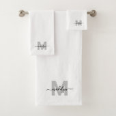 Monogramm für Schwarz-weiße moderne Mädchenschrift Badhandtuch Set (Insitu)