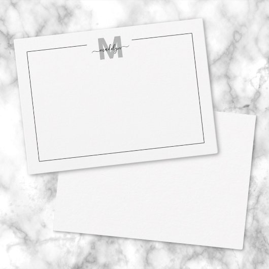 Monogramm für Schwarz-weiße Skriptkalligraphie Mitteilungskarte