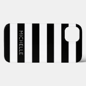 Monogramm für Schwarz-weiße Streifen Individuelle Case-Mate iPhone Hülle (Rückseite (Horizontal))