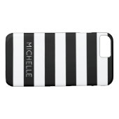 Monogramm für Schwarz-weiße Streifen Individuelle Case-Mate iPhone Hülle (Rückseite (Horizontal))